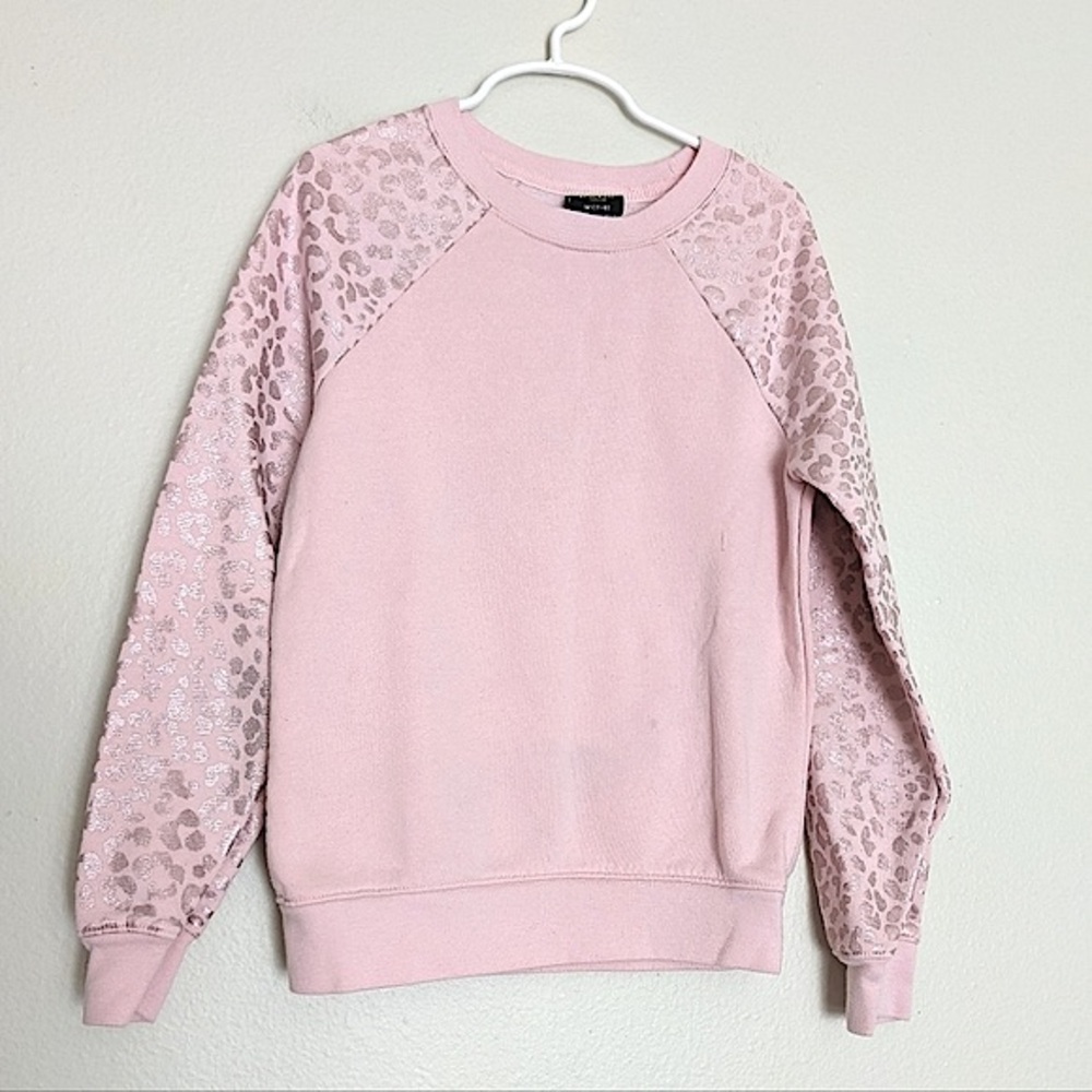 Athletic Works Metallic Leopard Print Pullover Sweatshirt Girls size Medium